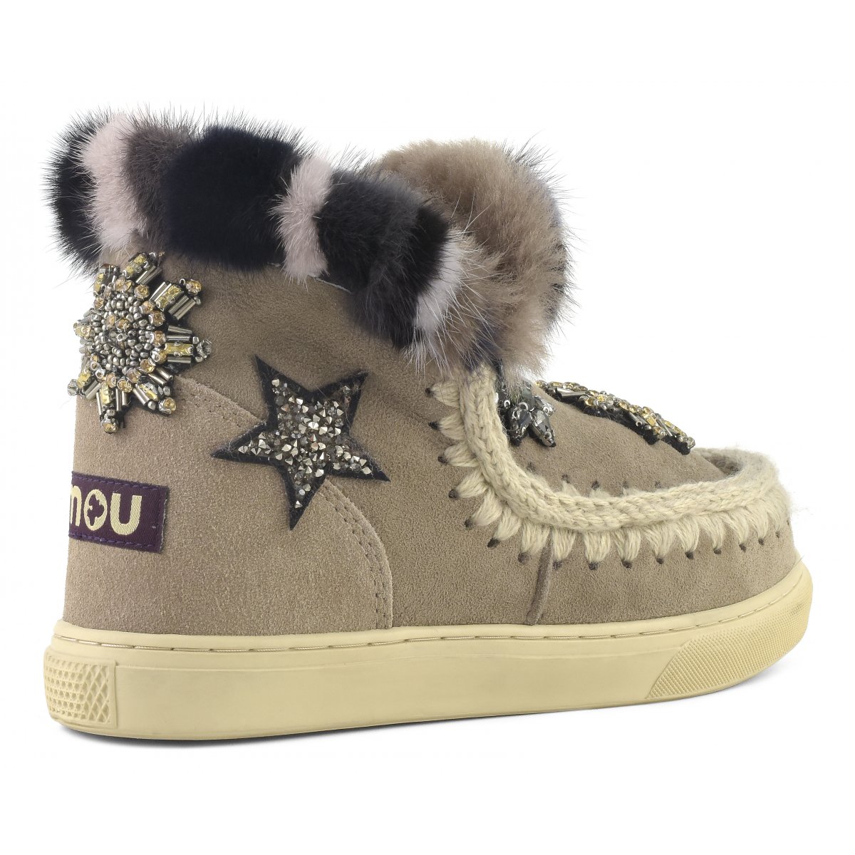 Eskimo sneaker star patches &amp; mink fur trim ELGRY img 3