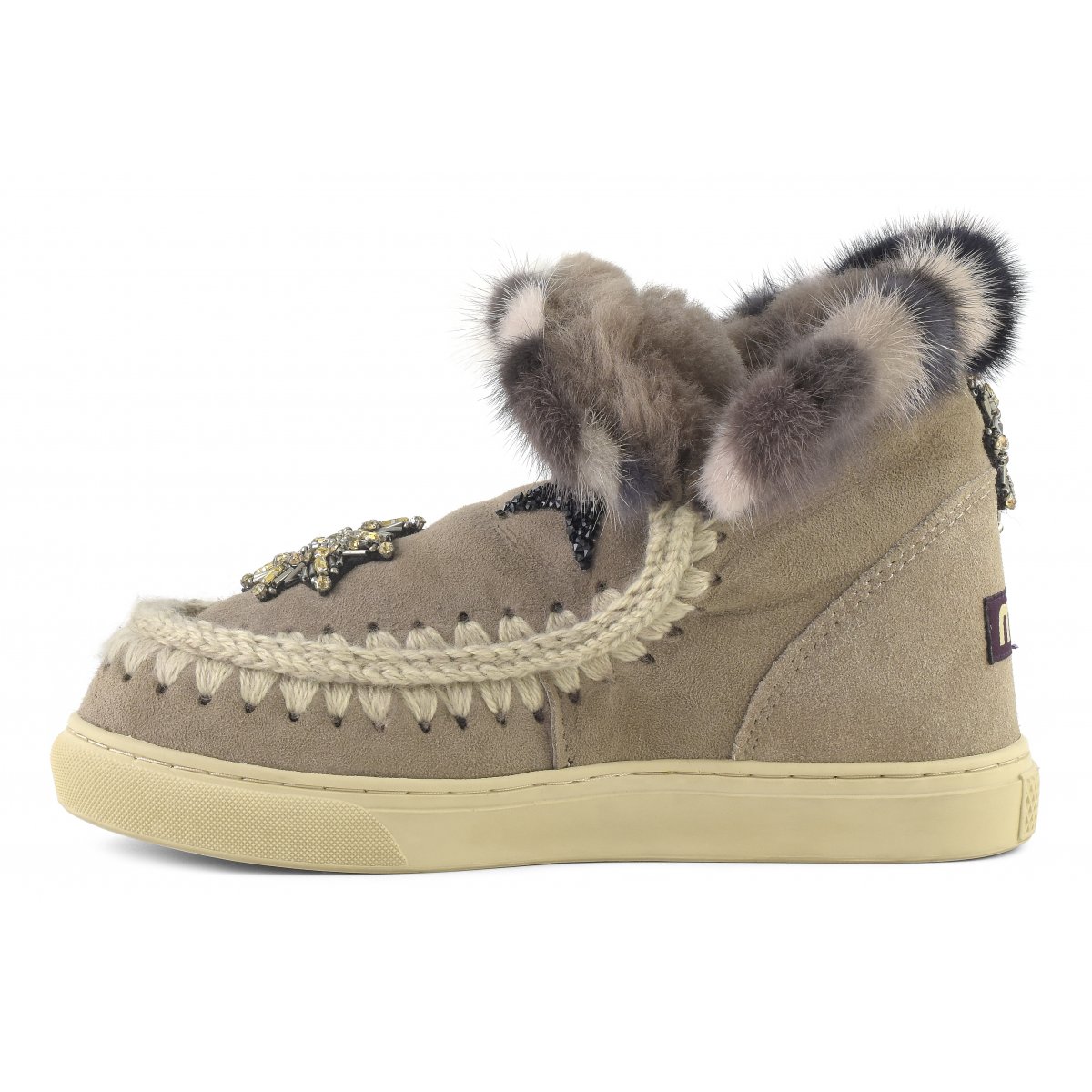 Eskimo sneaker star patches &amp; mink fur trim ELGRY img 5
