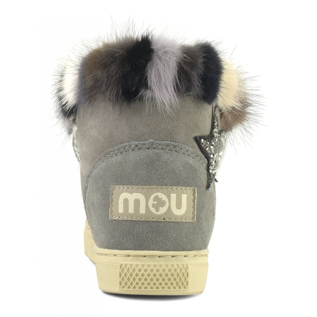 Eskimo sneaker kid star patches & mink fur trim NGRE img 4