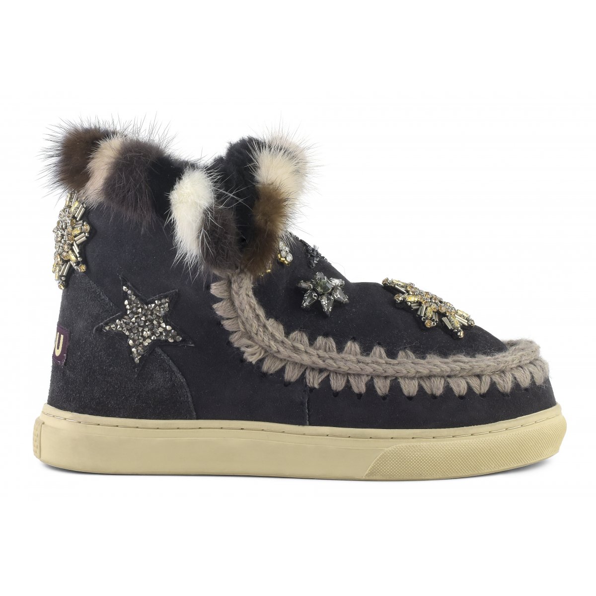 Eskimo sneaker star patches &amp; mink fur trim OFFB img 1