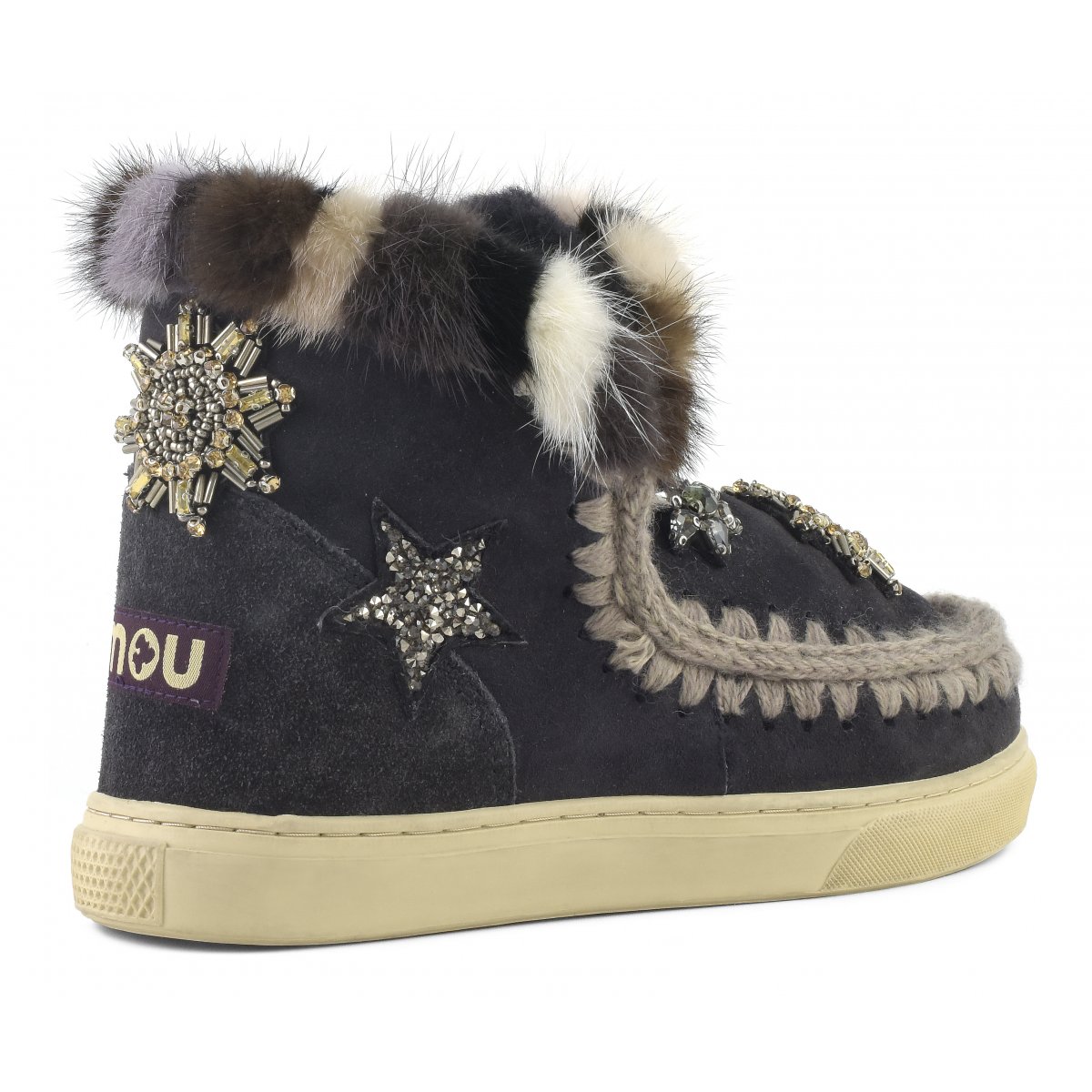 Eskimo sneaker star patches &amp; mink fur trim OFFB img 3