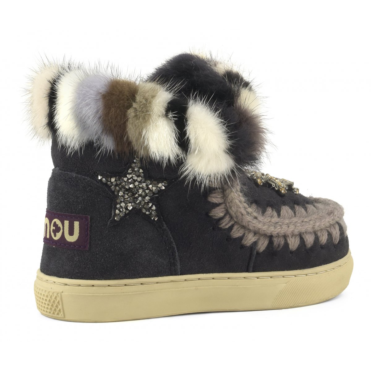 Eskimo sneaker kid star patches & mink fur trim OFFB img 3