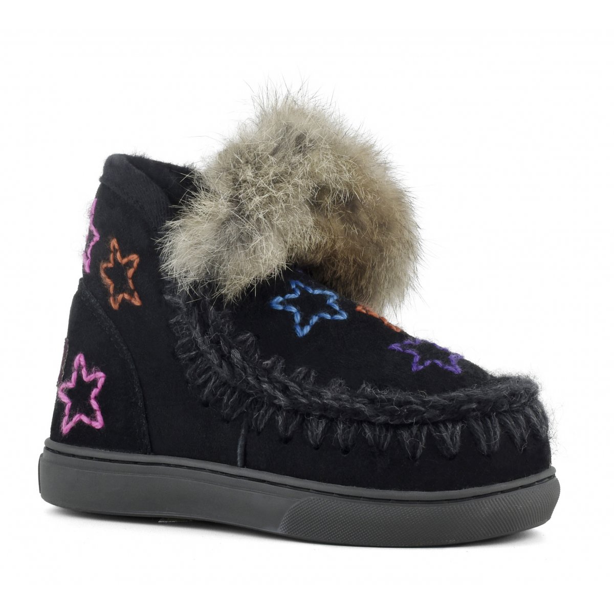 Eskimo sneaker kids wool stars & fur trim BKBK img 2