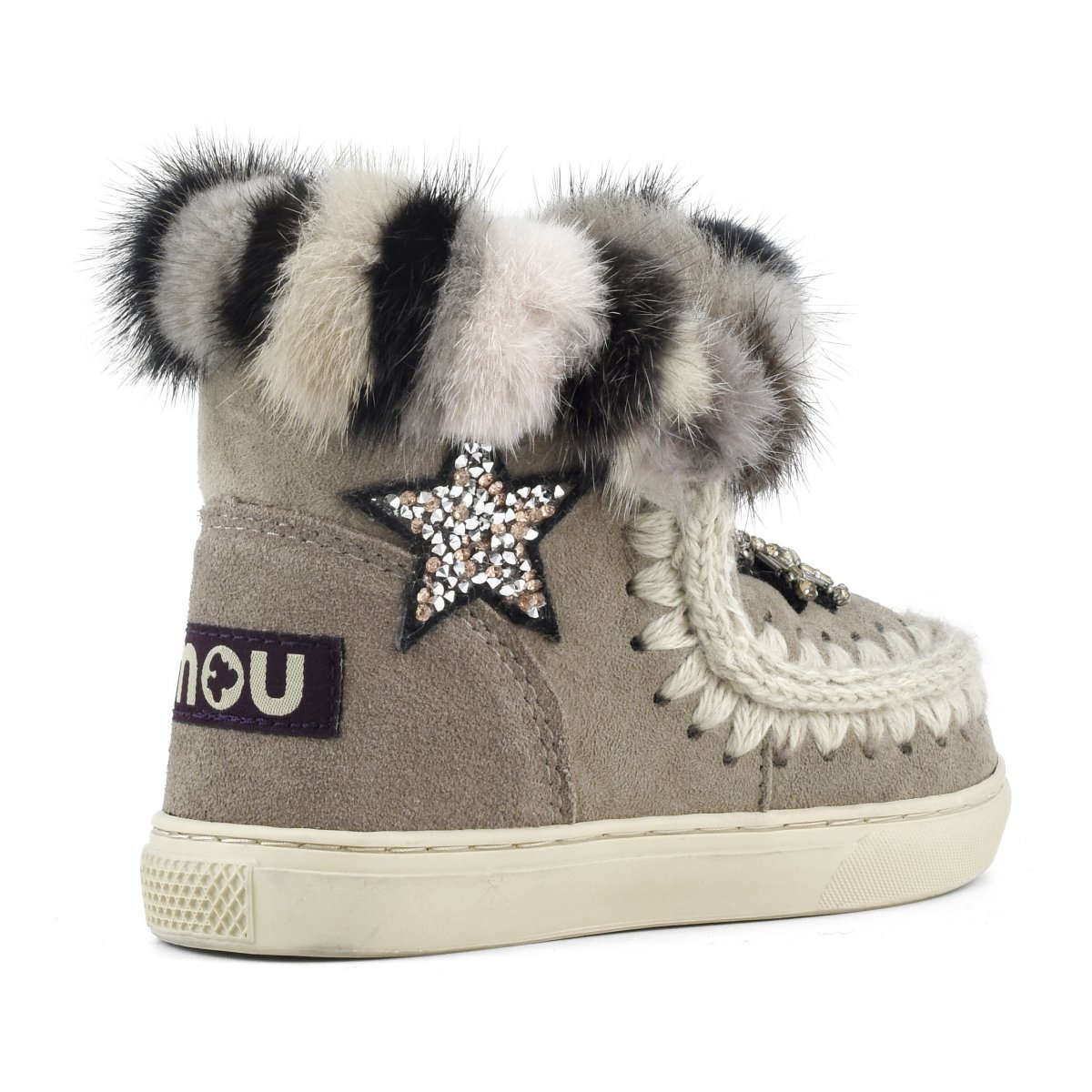 Eskimo sneaker kid star patches & mink fur trim ELGRY img 3