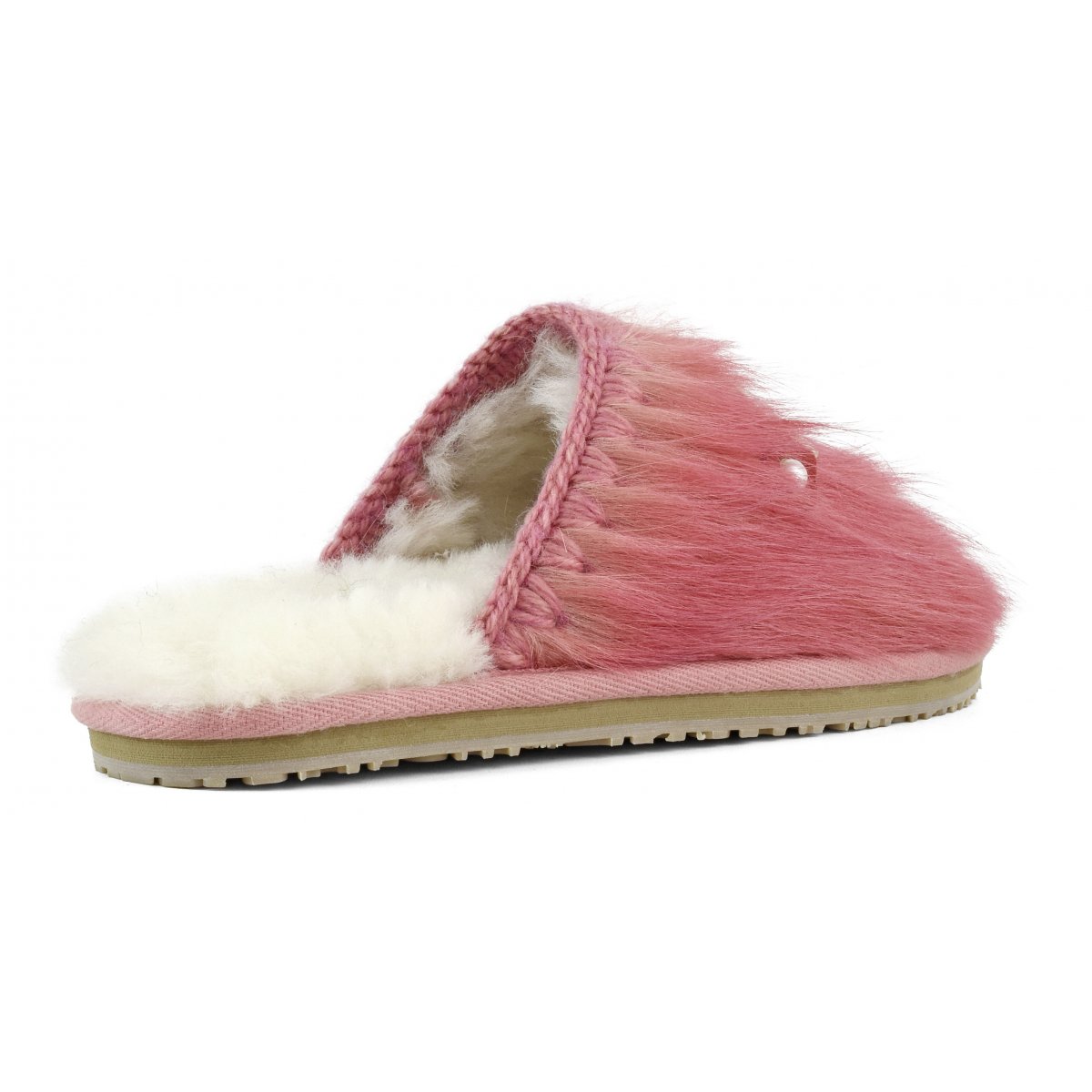 Closed toe fur slipper with logo long hair ponyskin LHPFUX img 3