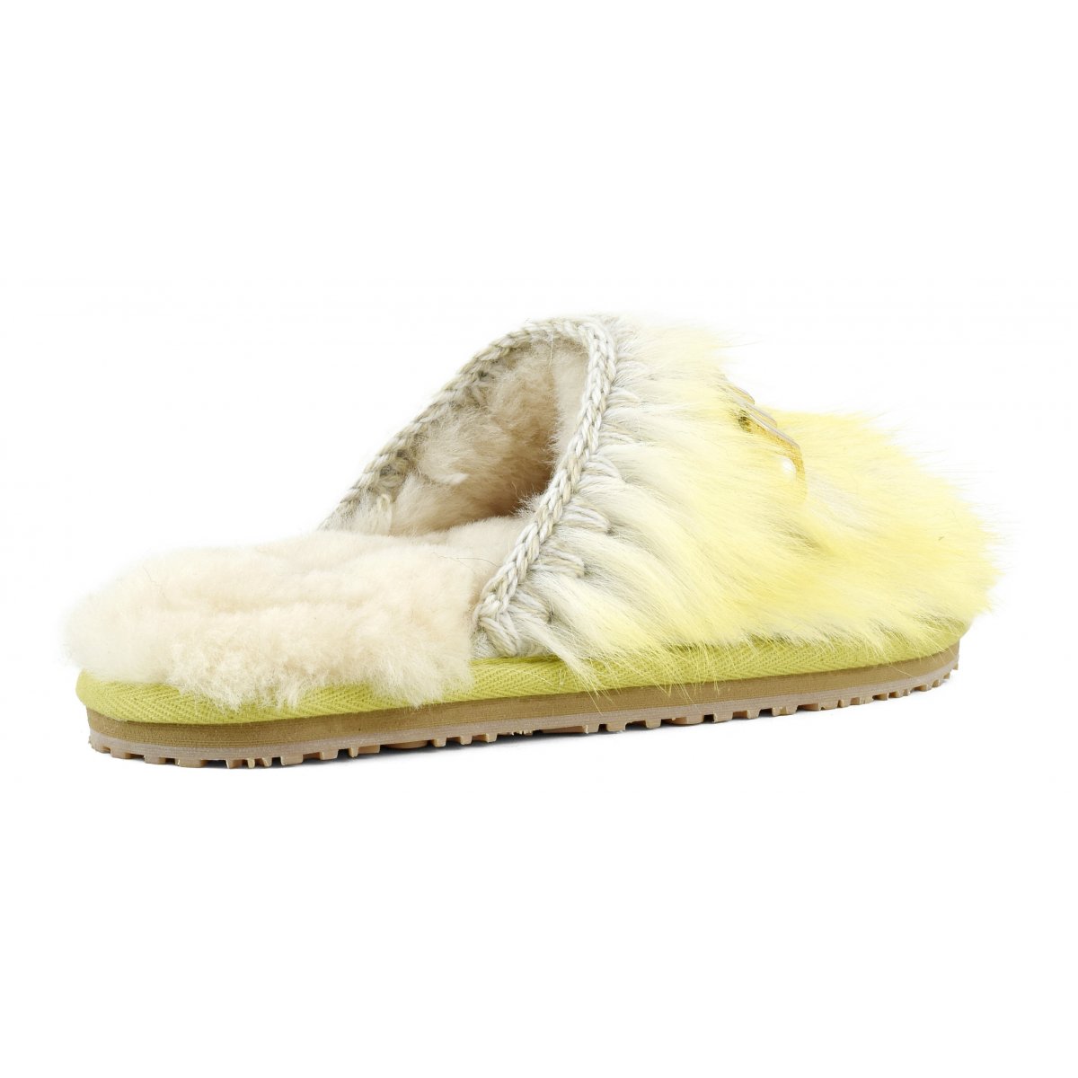 Closed toe fur slipper with logo long hair ponyskin LHPWHI img 3