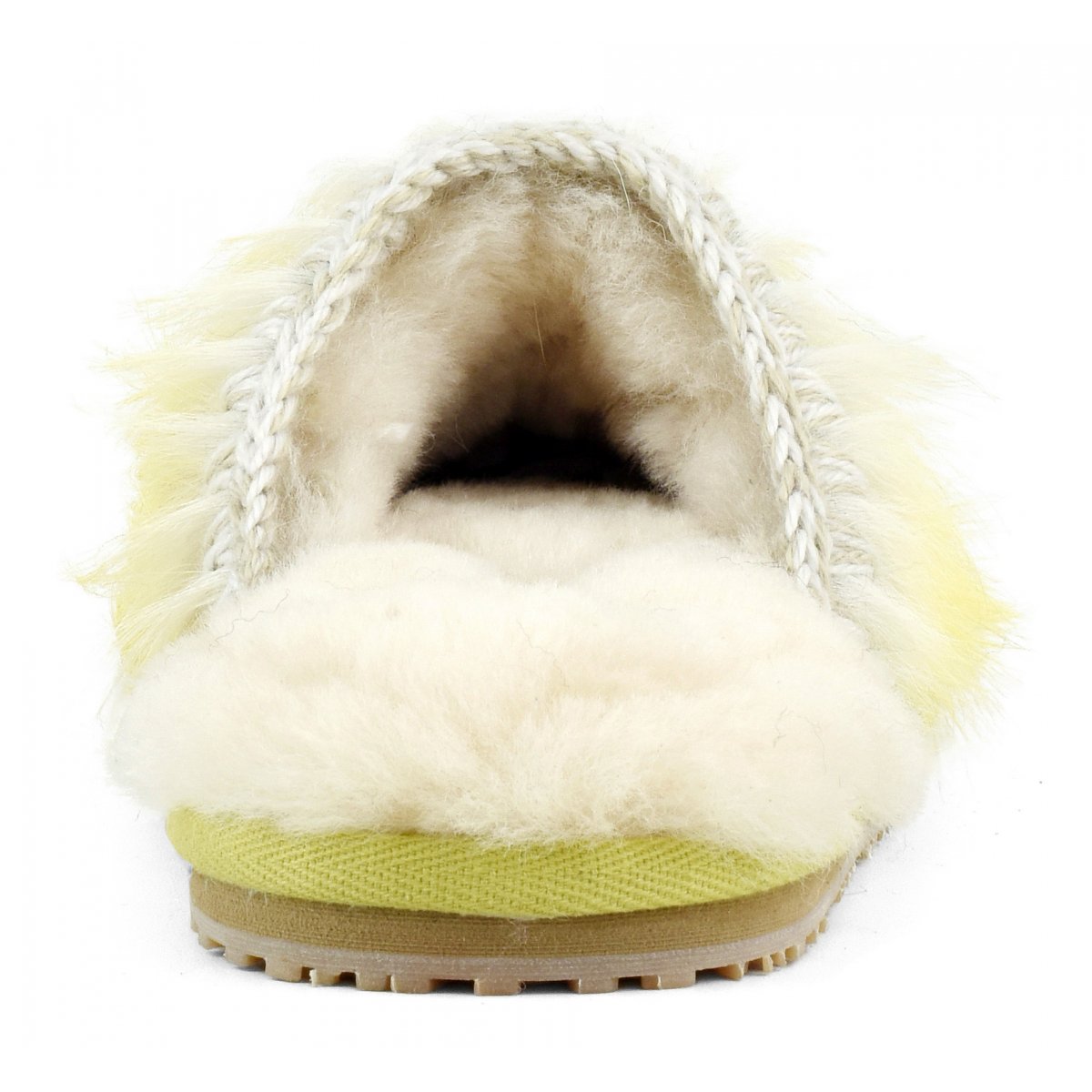 Closed toe fur slipper with logo long hair ponyskin LHPWHI img 4