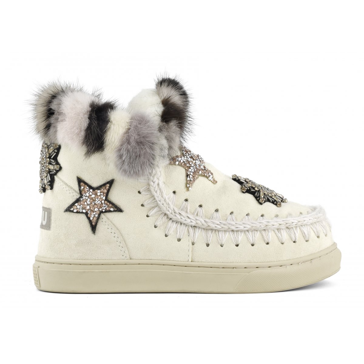 Eskimo sneaker star patches &amp; mink fur trim VAN img 1