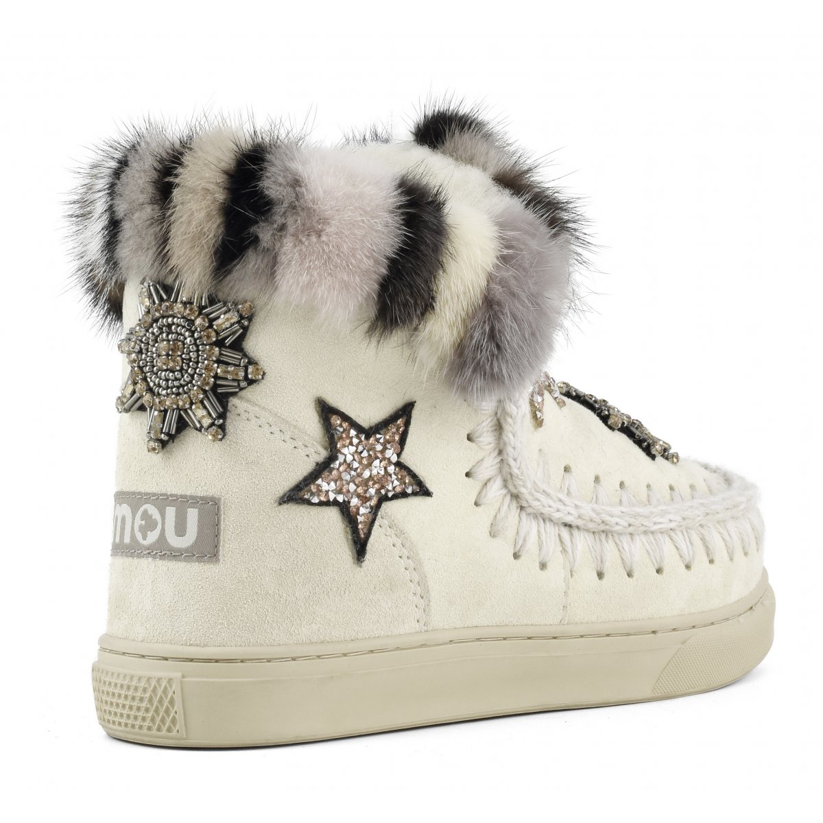 Eskimo sneaker star patches &amp; mink fur trim VAN img 3