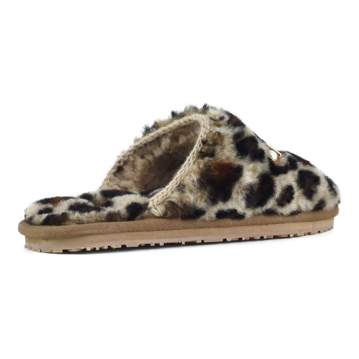 Closed toe fur slipper with logo printed sheespkin BKLEO img 3
