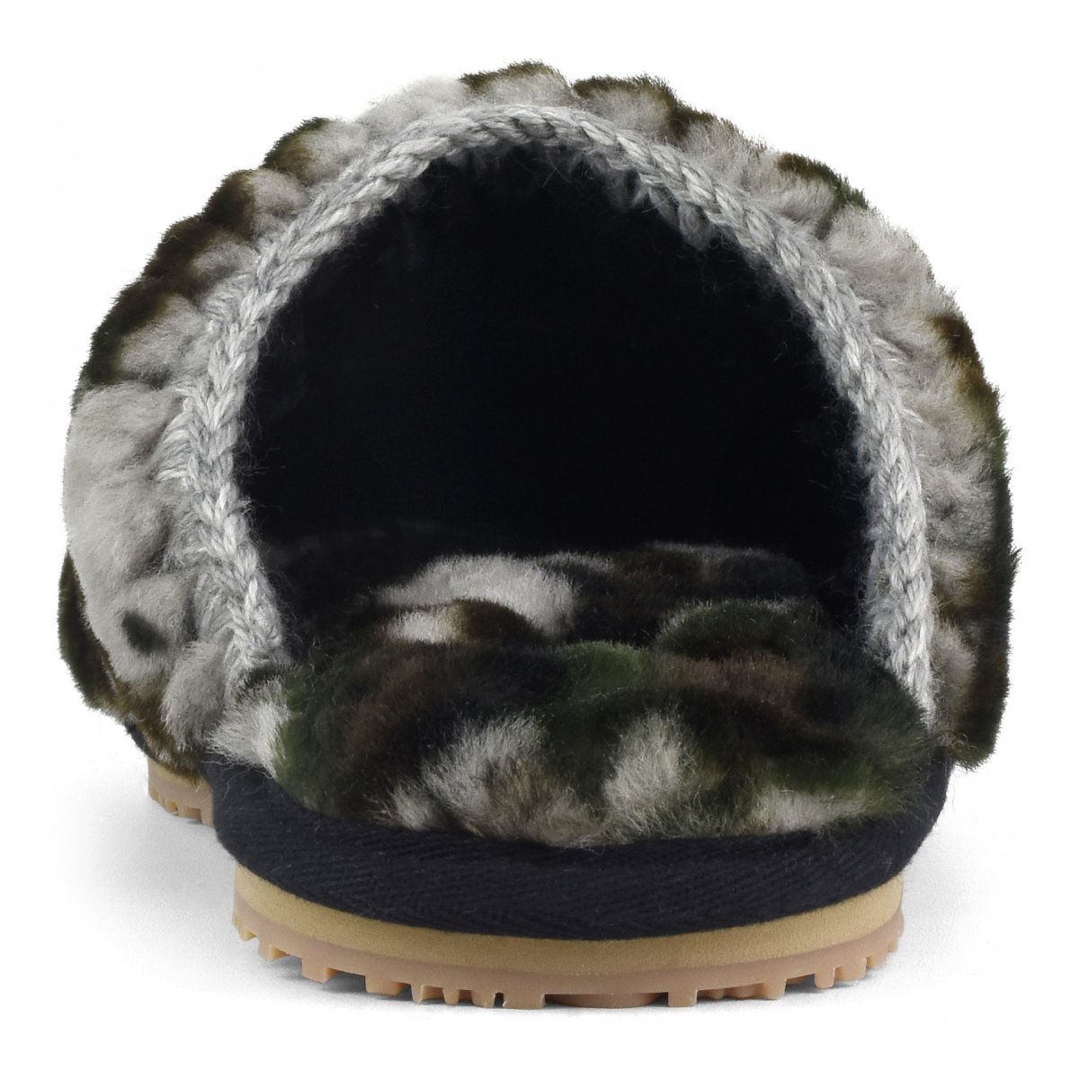 Closed toe fur slipper with logo printed sheespkin CAMO img 4