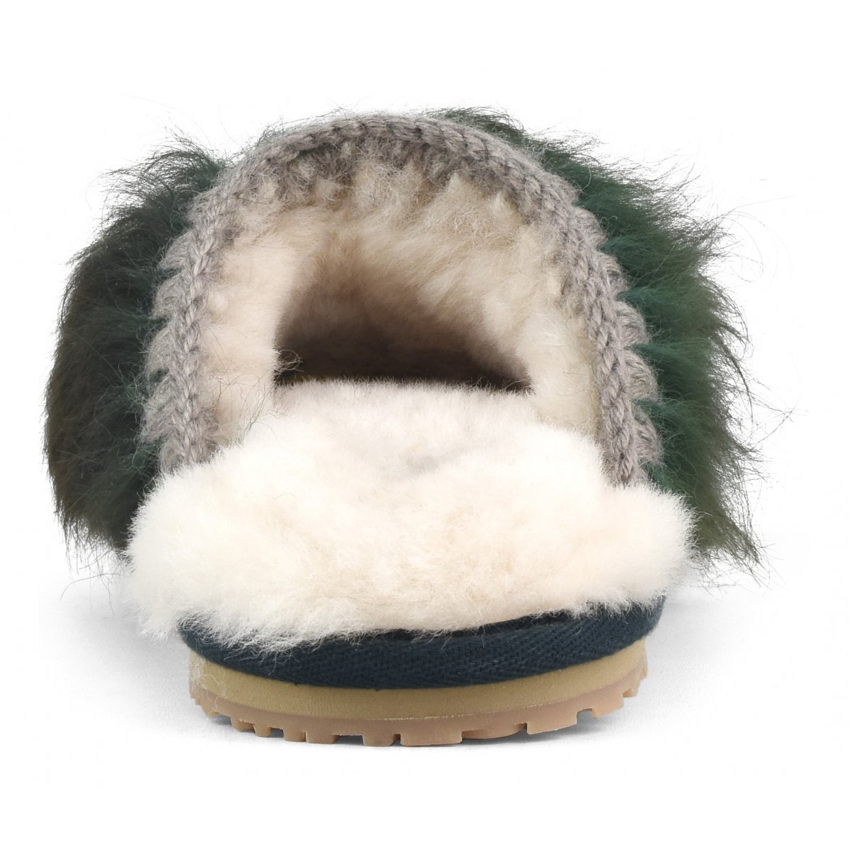 Closed toe fur slipper with logo long hair ponyskin LHPGRE img 4