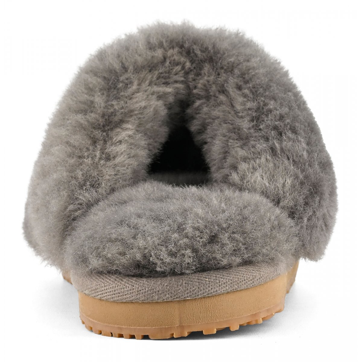 Doonberg babies' grey sheepskin slippers with a teddy bear face