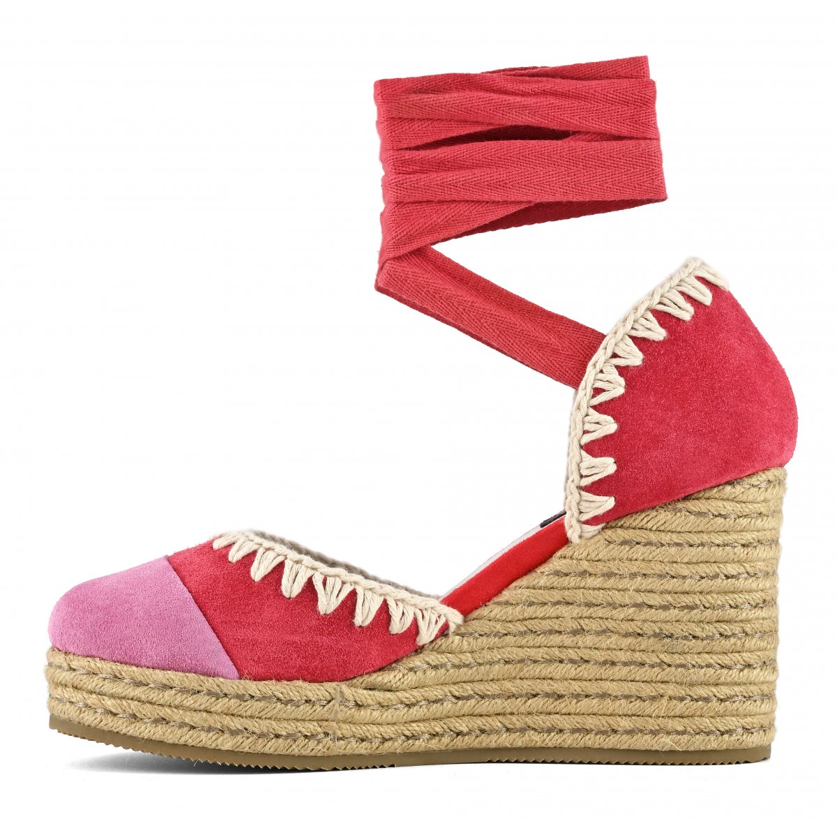 Jute wedge lace-up RED img 5