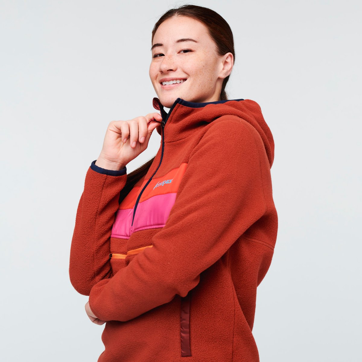 Teca Fleece Hooded Half-Zip Jacket Woman