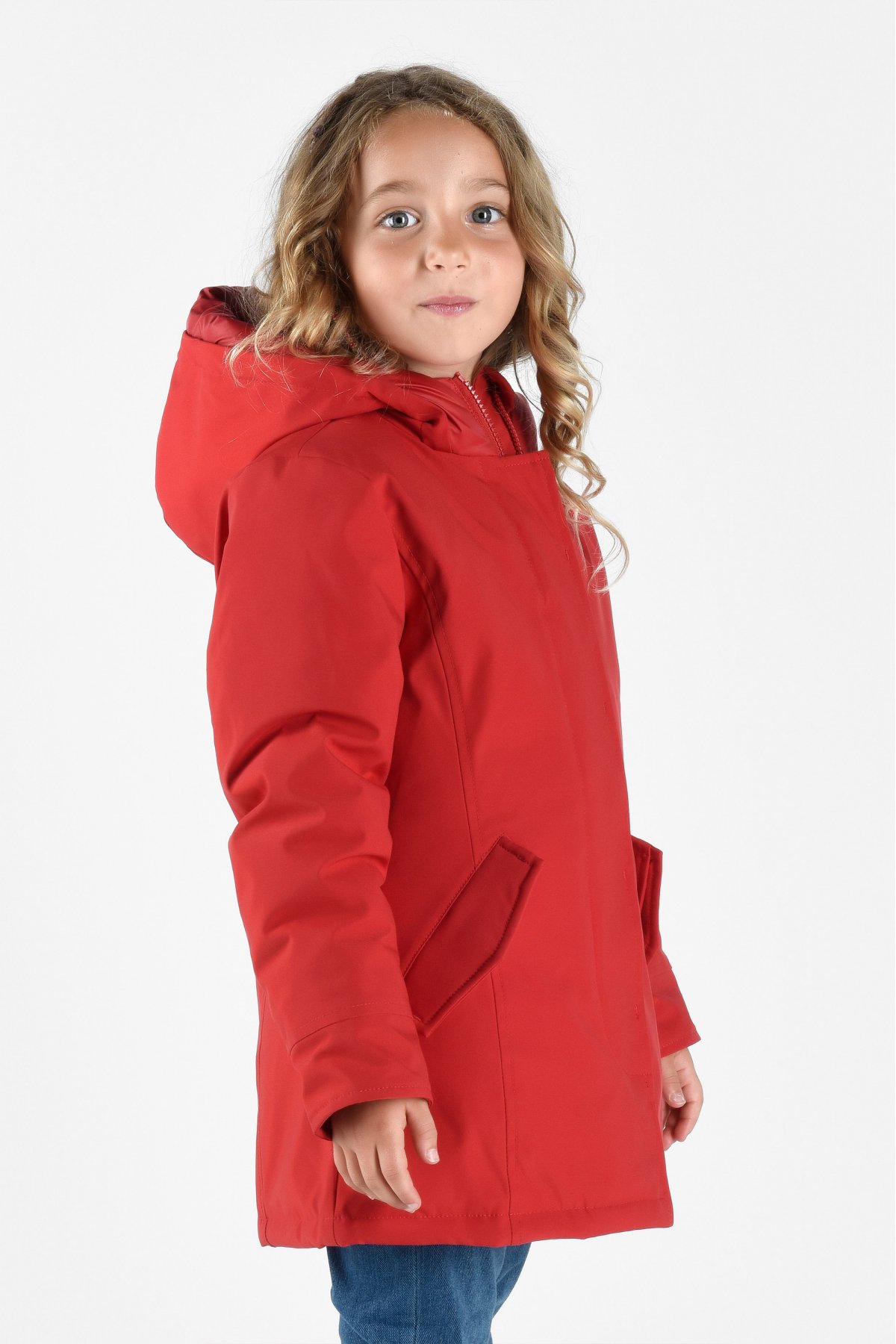 Giacca Impermeabile Bambina Parka Bicolore Con Fodera In Pile