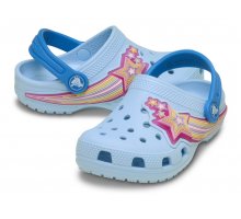 Crocs Zoccoli Star Lights Per Bambini - Si Illuminano A Ogni Passo, Blu Ghiaccio, Cinghie Posteriori Regolabili