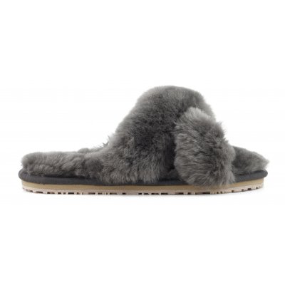 Criss-cross fur slide slipper CHA