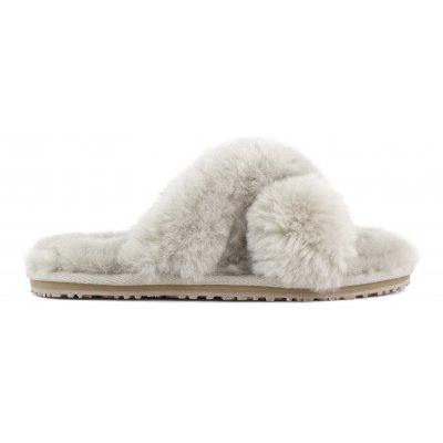 Criss-cross fur slide slipper SAND