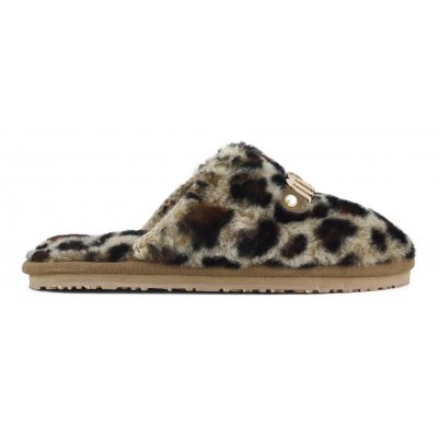 Closed toe fur slipper with logo printed sheespkin BKLEO