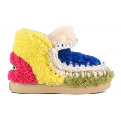 KIDS SNEAKER CURLY SHEEPSKIN PATCHWORK MULTI