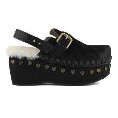 Pony skin clog back strap BKBK