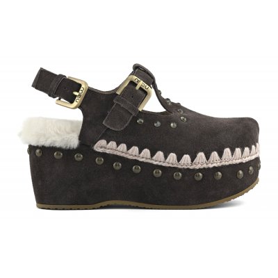 Suede clog with stones MOCHA