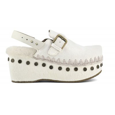 Pony skin clog back strap WHI