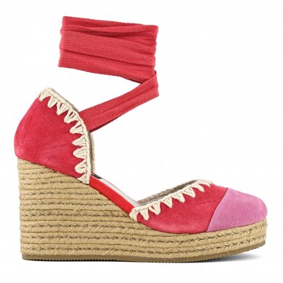 Jute wedge lace-up RED