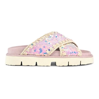 Criss-cross bio sandal iridiscent sequins SEQPLA