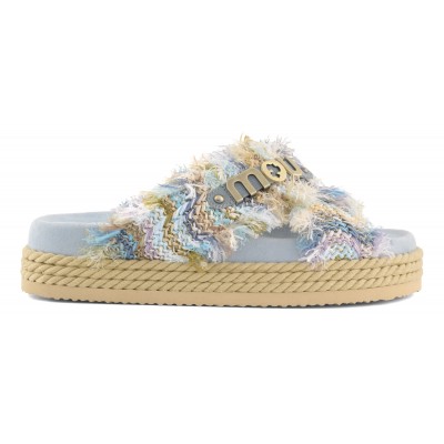 Criss-cross sandal multicolor raffia FRCIE