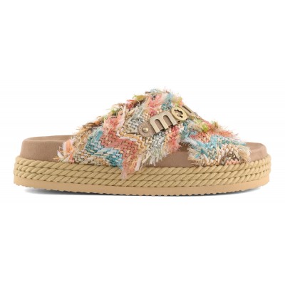 Criss-cross sandal multicolor raffia FRPRI