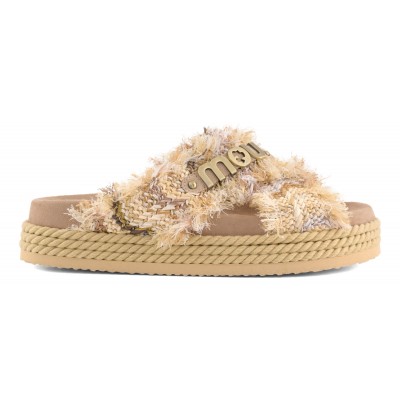 Criss-cross sandal multicolor raffia FRTER