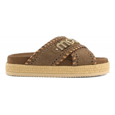Criss-cross sandal metal stitching NUTBR