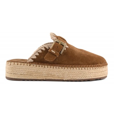 Jute clog plain suede NUTBR