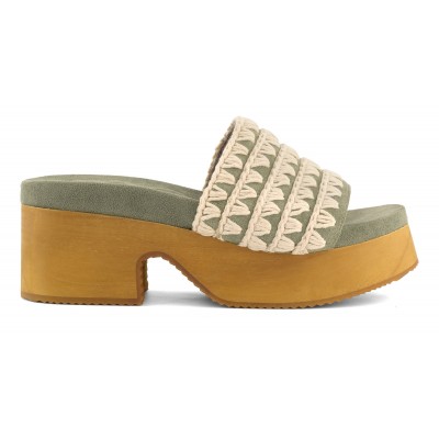 Monoband high heel wood clog OLI