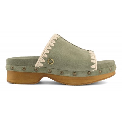 Monoband low heel wood clog OLI