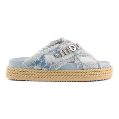 Criss-cross rope sandal painted denim PDEN