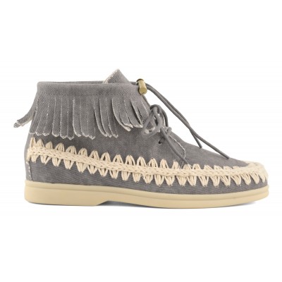 Vintage denim mini boot with fringes SJGRI