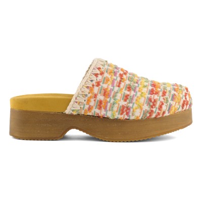 Wood clog mule in tweed TWMUL