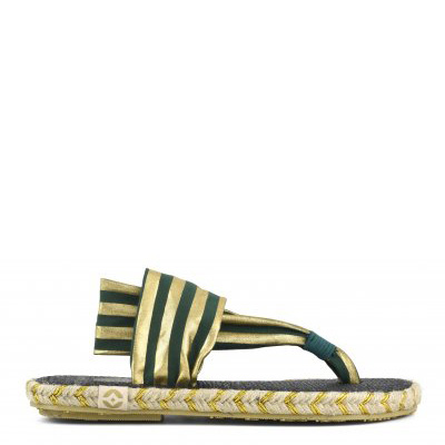 Nalho Ganika Black Gold Stripe Yoga Mat espadrilles sandals memory foam New