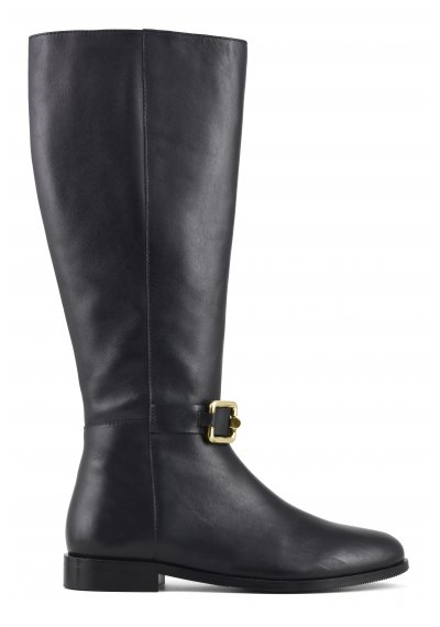 Leather riding boots with metal clamp