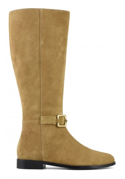 Suede riding boots with metal clamp