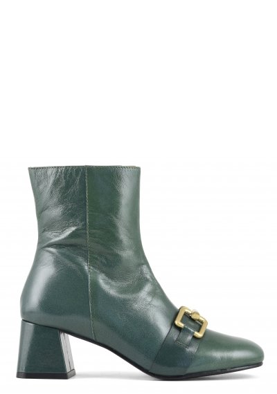 Heeled patent-leather ankle boot