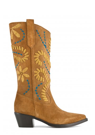 Mid texan boot with threads embroidery