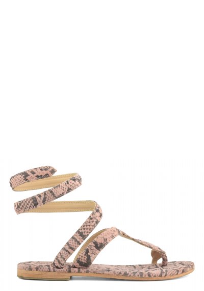 Wrap up suede sandal with python printing