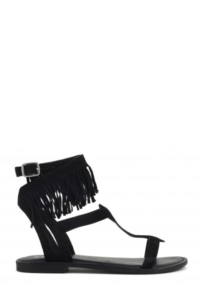 Fringed suede sandal