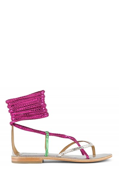 Thong strappy sandal multicolor leather