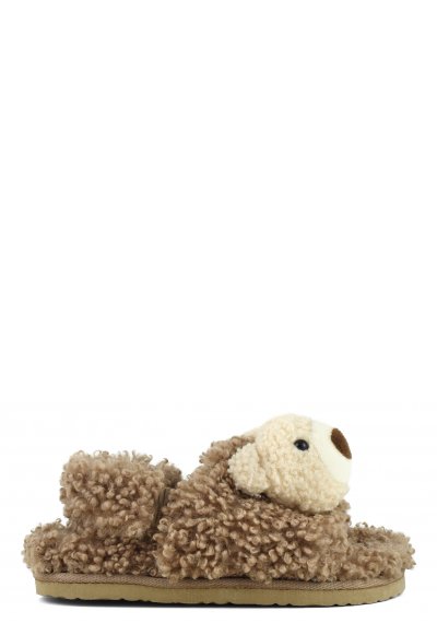 Furry slipper with teddy peluche