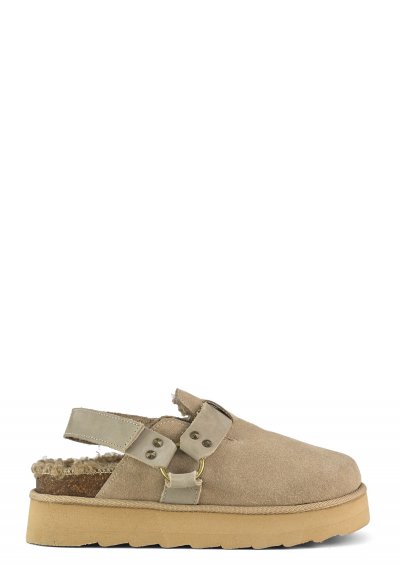 Platform sabot with leather straps